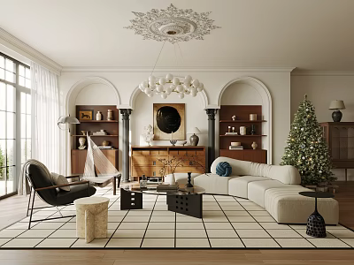 French Antique Living Room Christmas Tree Chandelier Antique Living Room 3d model