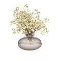 Amber Glass Vase With Rounded Bottom Holding Dried Cream Baby's Breath Flowers For Home Decor