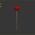 Simple Red Heart Shaped Balloon With Golden Stick On Gray Background
