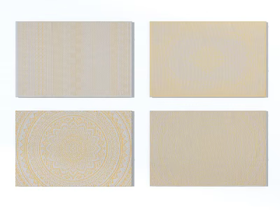 Modern Square Carpet Neoclassical Tender Beige Carpet Combination 3d model