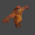 Cartoon Brown Bear Game and Movie Character 3D Model With Cheerful Expression Arms Outstretched