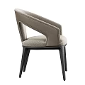 Elegant Modern Upholstered Chair With Light Gray Fabric And Black Wooden Legs