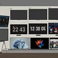 Modern Multiple Televisions On Display With Time Displays Dynamic Visuals And App Interfaces 3d model