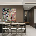 Modern Living Dining Room Interior With White Sofa TV Wall Rug And City View Window