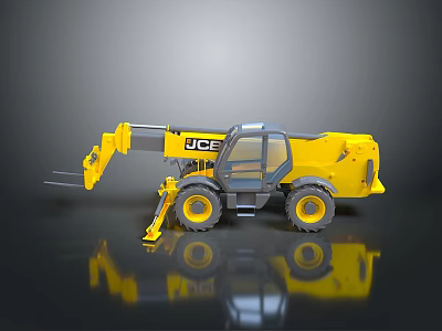 JCB Yellow Telescopic Handler Construction Vehicle With Fork And Large Tires 3d model