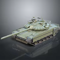 Military Tank With Rotating Turret Long Barrel And Tracked Design