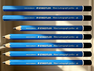 STAEDTLER Mars Lumograph Jumbo Blue Pencils with Various Grades for Artists 3d model