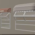Brown and Beige Awnings with White Metal Frames and Multiple Shelves