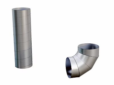 Commercial Kitchen Stainless Steel Ventilation Ducts With Straight Pipe And Elbow Fitting 3d model