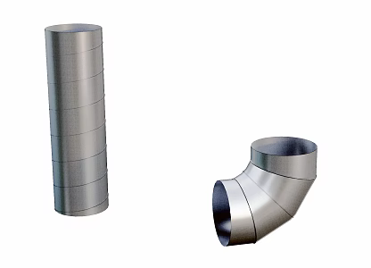 Galvanized spiral pipe 90 degree elbow 3d model