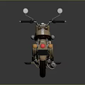 Vintage Royal Enfield Motorcycle With Tan Body Brown Leather Seat And Chrome Accents