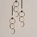 Modern Contemporary Chandelier With Circular Metallic Rings And Illuminated Hanging Design