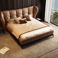 Double Bed With Leather Headboard Beige Bedding And Sea View Through Floor to Ceiling Window
