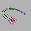 Black Audio Video Cable With Red Yellow White Connectors For Device Connection 3d model