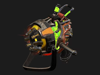 Advanced Sci-Fi Weapon With Mechanical Structure Green Glowing Elements And Metal Components 3d model