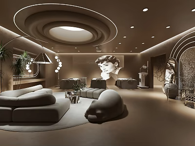 Luxury Beauty Hair Salon Interior With Modern Furniture Comfortable Seating And Elegant Lighting Fixtures 3d model