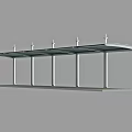 Modern Covered Carport Structure With White Columns And Green Base 3d model