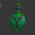 Lifestyle Product Purple Blue Bottle With Red Cap Green Decorations Purple Straps And Green Gemstones