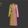 Beige Long Woolen Coat With Double Breasted Design And Lapel Collar 3d model