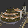 Ancient Castle Architectural Structure With Medieval Towers Stone Walls And Courtyard Design