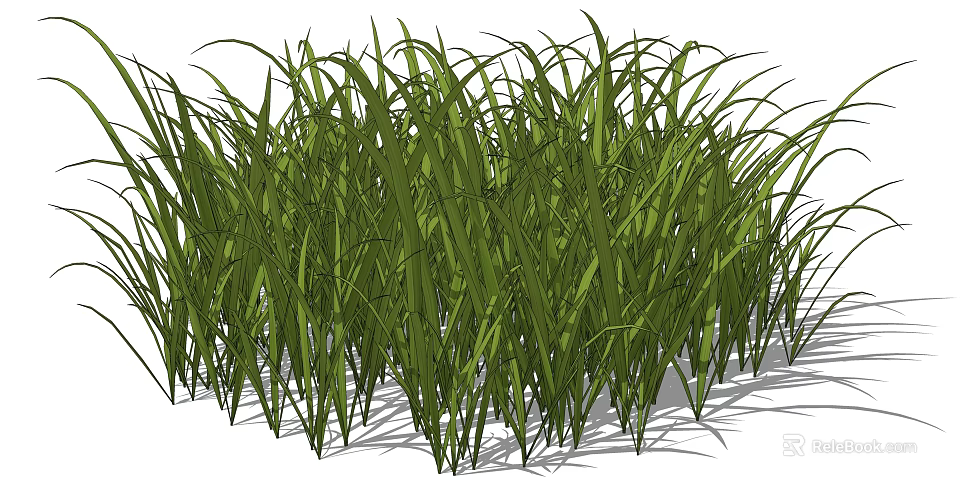 Lush Green Tall Grass With Fresh Blades And Natural Shade 3d model 