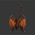 Mythical Dragon Game Film Character With Orange Red Scales Horned Head Sharp Claws And Winged Body