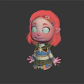 Cartoon Elf Character With Red Hair Blue Eyes And Pointed Ears In Colorful Outfit