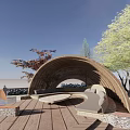 Modern gallery frame cocoon bamboo weaving construction 3d model