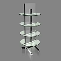 Modern Display Shelf With Multi Level Circular Glass Shelves And Metal Support Frame