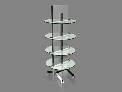 Modern Display Shelf With Multi Level Circular Glass Shelves And Metal Support Frame 3d model