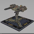 Sci Fi Mechanical Weapon Platform Design Featuring Multi Barrel And Metal Support Structure 3d model