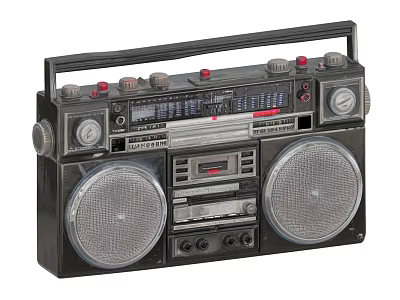 Vintage Portable Boombox With Dual Speakers Handle And Cassette Player Radio 3d model