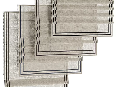 Elegant Modern Layered Window Curtains With Linen Fabric And Black Trim Design 3d model