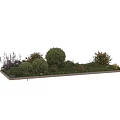 Decorative Ornament Set with Green Plants Bushes Flower Clusters and Grass