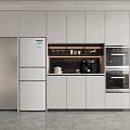 Stylish Wine Cabinet In Modern Open Kitchen With Integrated Cabinets And Appliances
