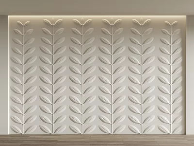 Modern Wall Paneling With Leaf Pattern Design 3d model