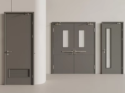 Gray Interior Doors With Various Designs Including Single Double And Glass Panel Options 3d model