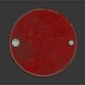 Red Barrel With White Stripe And Biohazard Symbol On Dark Background