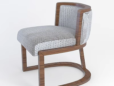 Technology Exhibition Hall Modern Chair With Wooden Frame And Gray Textured Cushion Backrest 3d model