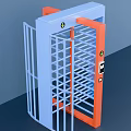 Commercial Turnstile Equipment with Blue Orange Frame and Metal Bars for Access Control