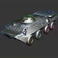 Armored Military Vehicle Featuring Six Wheel Drive Gray Armored Structure And Roof Mounted Equipment