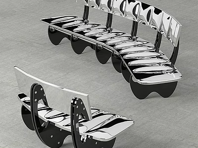 Modern Outdoor Chairs With Stainless Steel Curved Structure And Unique Design 3d model
