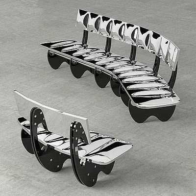 Modern Outdoor Chairs With Stainless Steel Curved Structure And Unique Design 3d model