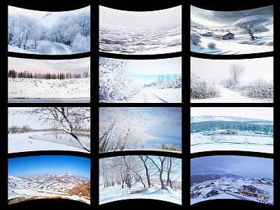 Winter Garden Landscape With Snow Covered Trees And Scenic Natural Scenes 3d model