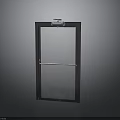 Dark Wooden Frame Glass Door With Transparent Panel Handle And Closer