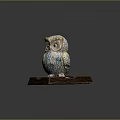 Decorative Flight Animal Owl Figurine With Colorful Feathers On Wooden Base