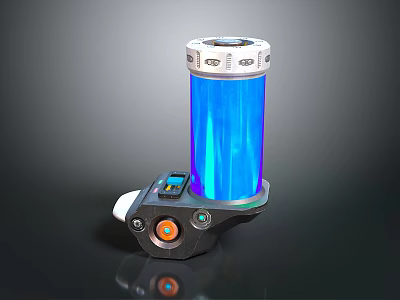 Scenic Coastal Lighthouse View With Blue Cylindrical Tower And Control Panel 3d model