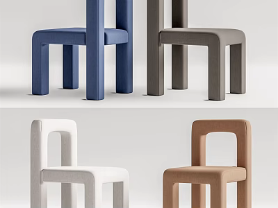 Stylish Leisure Chairs in Blue Gray White and Brown with Modern Minimalist Design 3d model