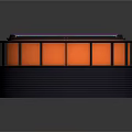 Circular Component With Black Outer Shell Colored Stripes And Orange Base