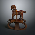 Rustic Iron Horse Sculpture With Decorative Ring Base And Vintage Design